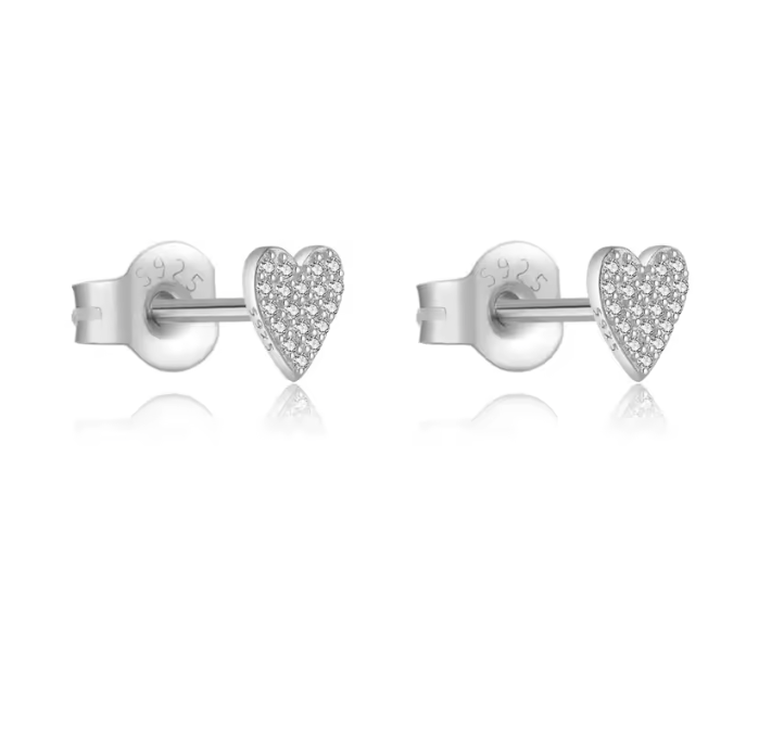 Micro Heart Pavé Studs