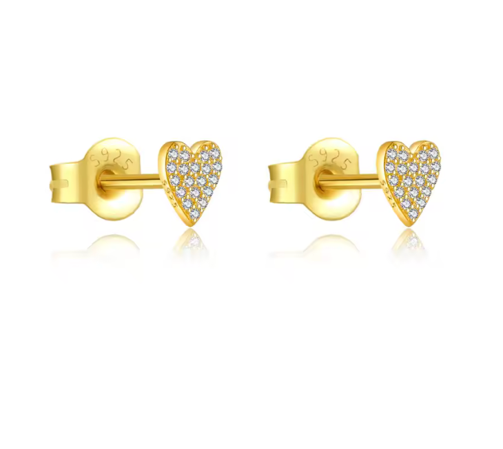 Micro Heart Pavé Studs