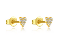 Micro Heart Pavé Studs