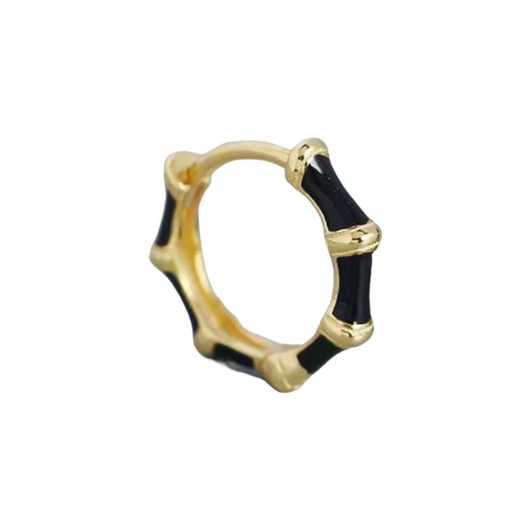 Bamboo Enamel Huggie Hoops