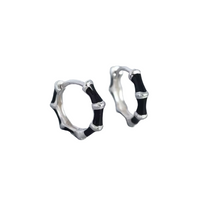 Bamboo Enamel Huggie Hoops