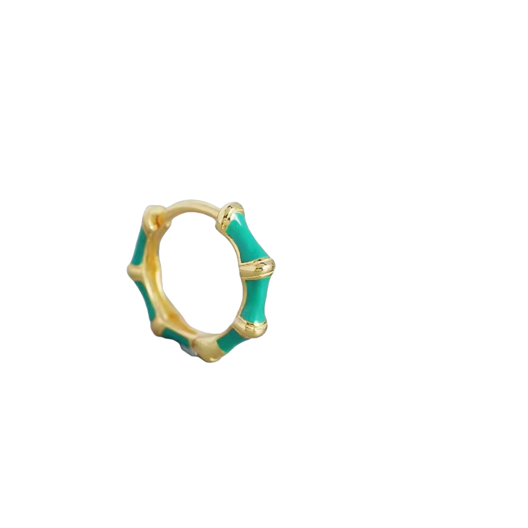 Bamboo Enamel Huggie Hoops