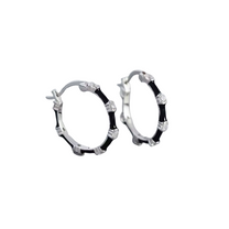 Bamboo Enamel Small Gem Hoops